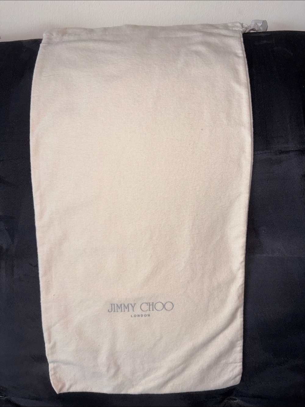 Jimmy Choo Cream Drawstring Dust Bag with Logo